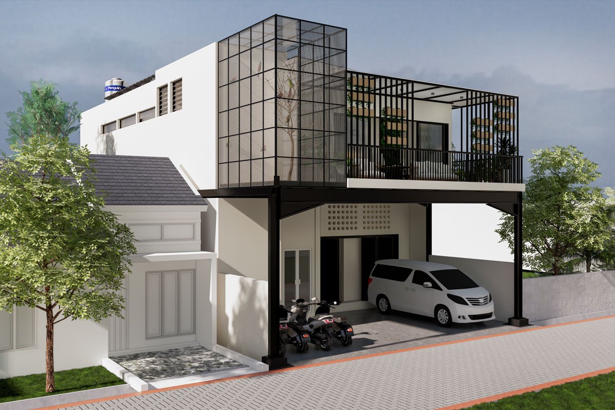 facade, fasad kantar kreatif lantai 2 tampak samping