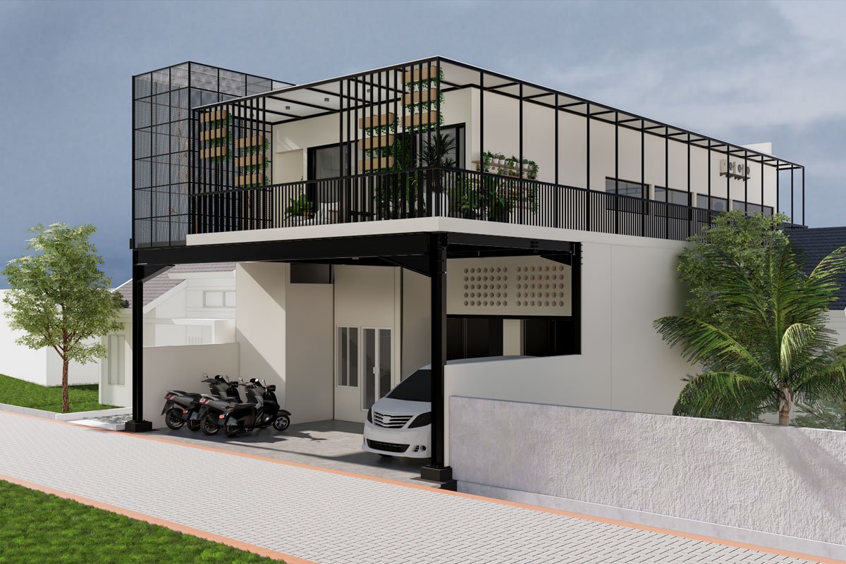 facade, fasad kantar kreatif lantai 2 tampak samping