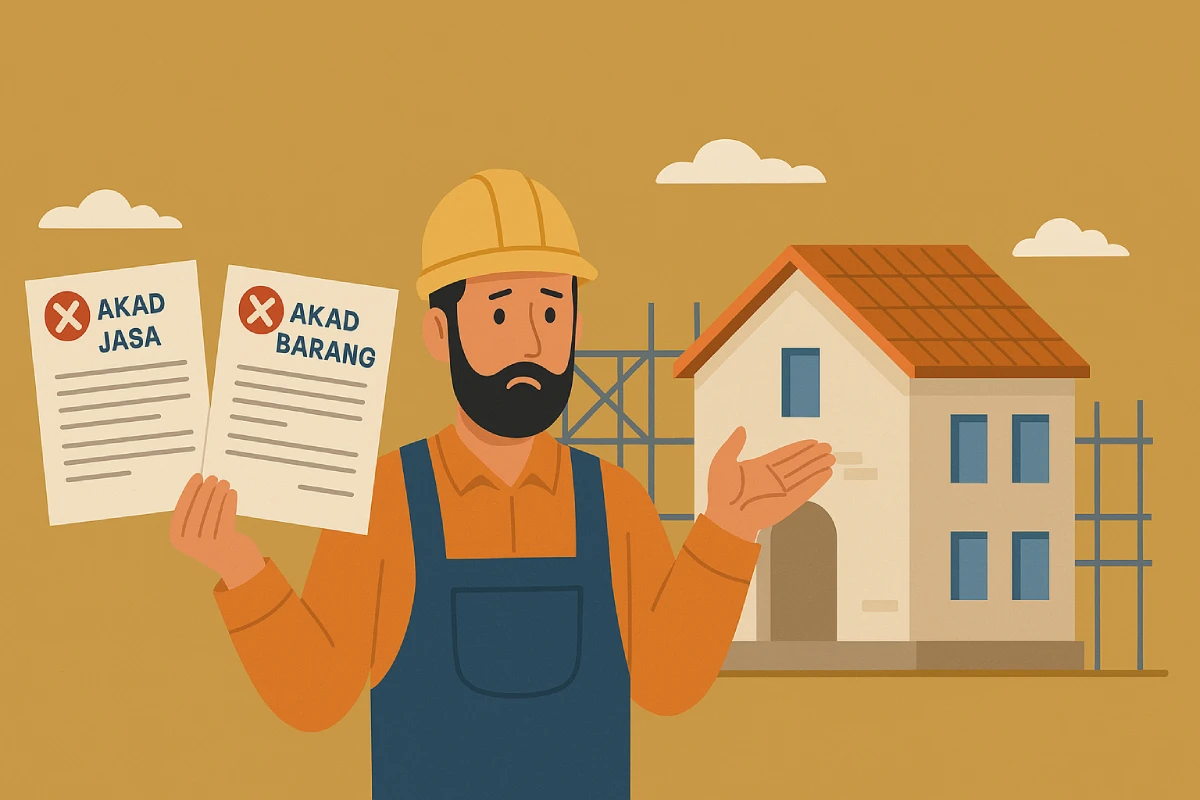 kontraktor yang tidak memisahkan akad jasa dengan akad barang